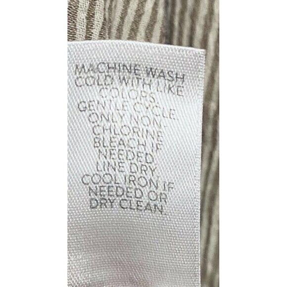 J Jill Top Womens Medium Brown Striped Faux Wrap V Neck Roll Tab Sleeves Boho - Picture 9 of 10